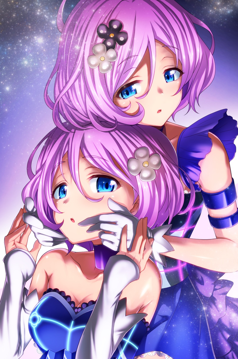 cleavage, dress, emanon_123, karakuri_futaba, karakuri_hitoha, tokyo_7th_sisters