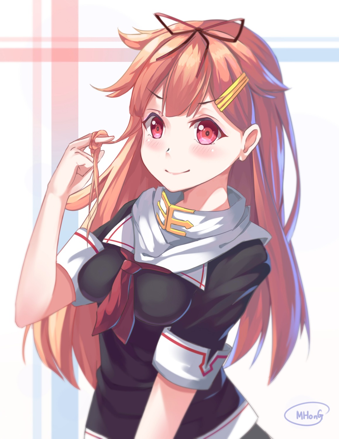 autographed, kantai_collection, mhong, seifuku, yuudachi_(kancolle)