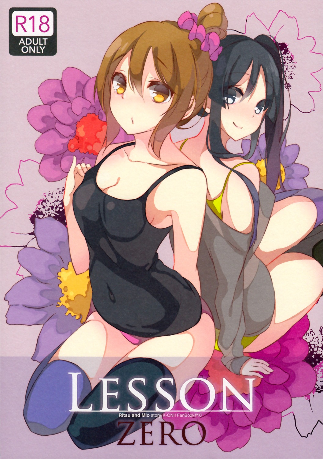 akiyama_mio, cleavage, haruna_mahiru, k-on!, kimcheese, open_shirt, pantsu, tainaka_ritsu, thighhighs