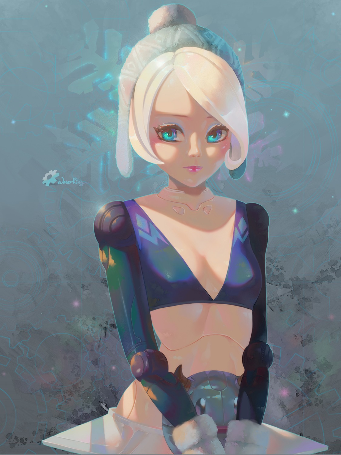 cleavage, league_of_legends, mecha_musume, orianna_reveck, waterring