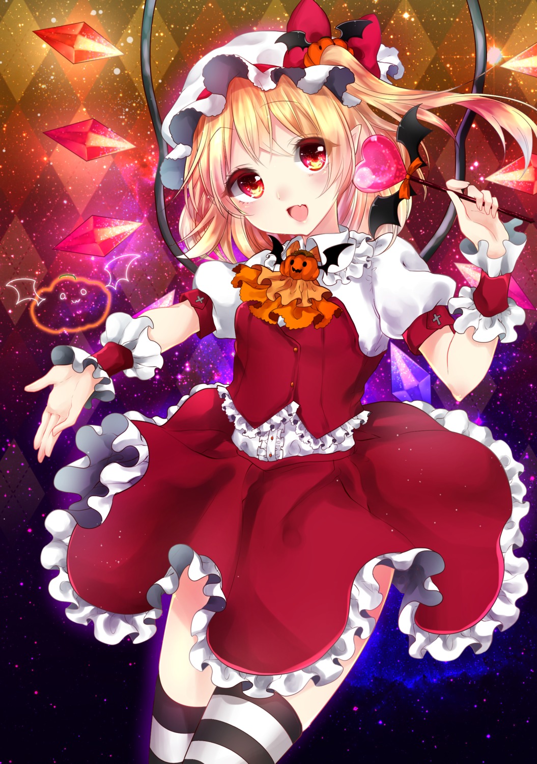 flandre_scarlet, pointy_ears, shanghai_bisu, thighhighs, touhou, wings