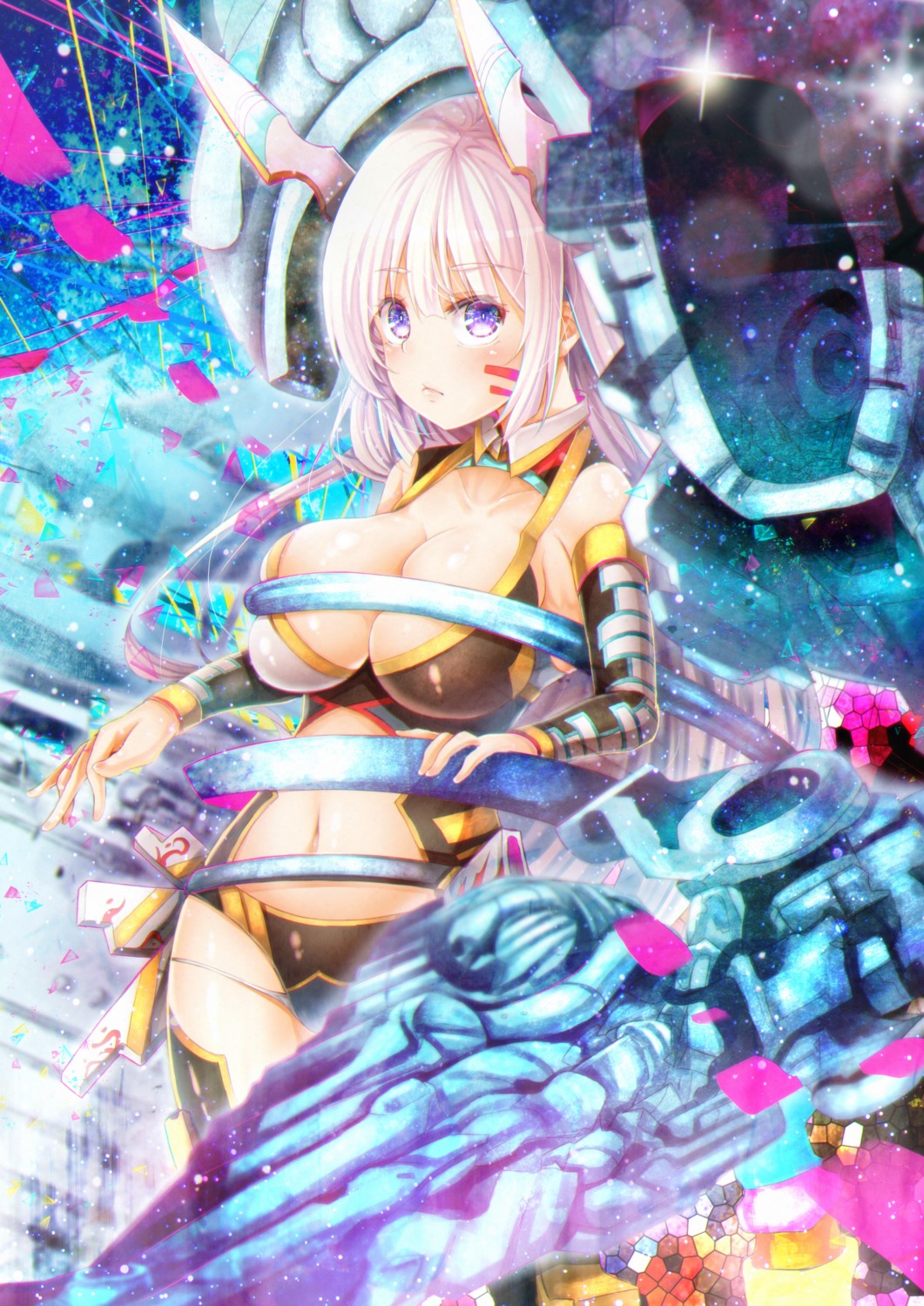 bodysuit, cleavage, cyanomirahi, mecha_musume, thighhighs