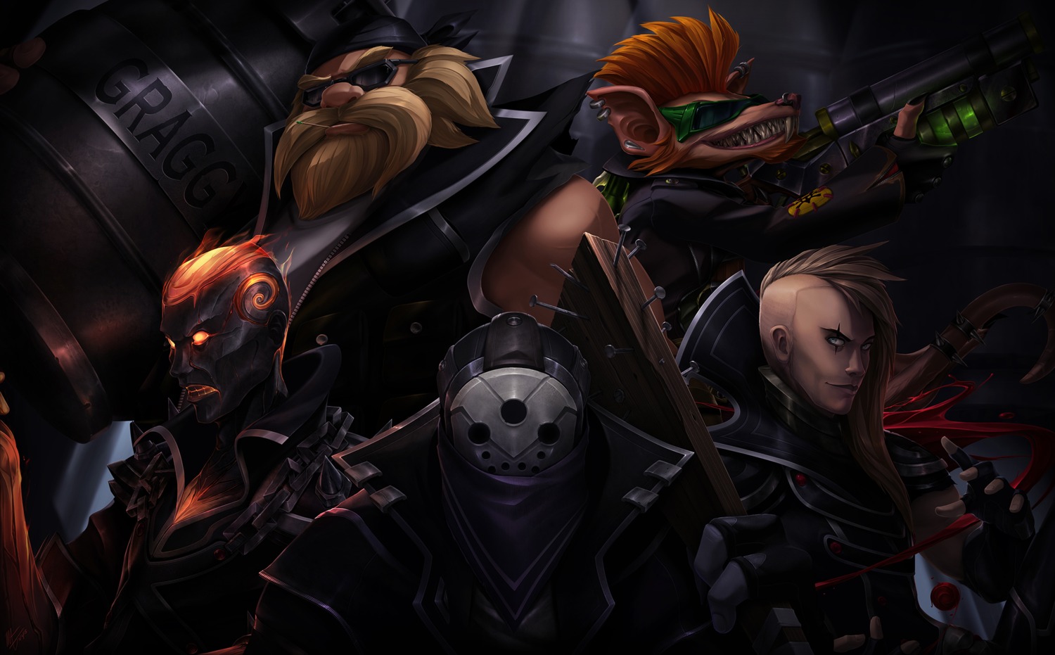 brand_(league_of_legends), gragas, gun, jax_(league_of_legends), league_of_legends, male, megane, twitch, vegacolors, vladimir_(league_of_legends)