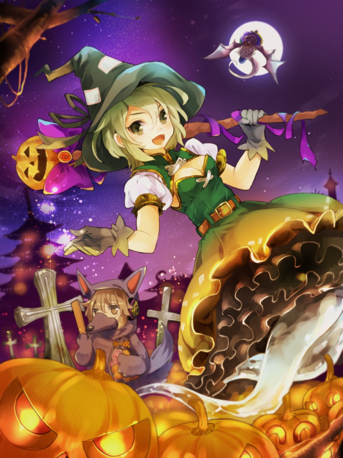 cleavage, dress, halloween, makuwauri, mononobe_no_futo, no_bra, soga_no_tojiko, touhou