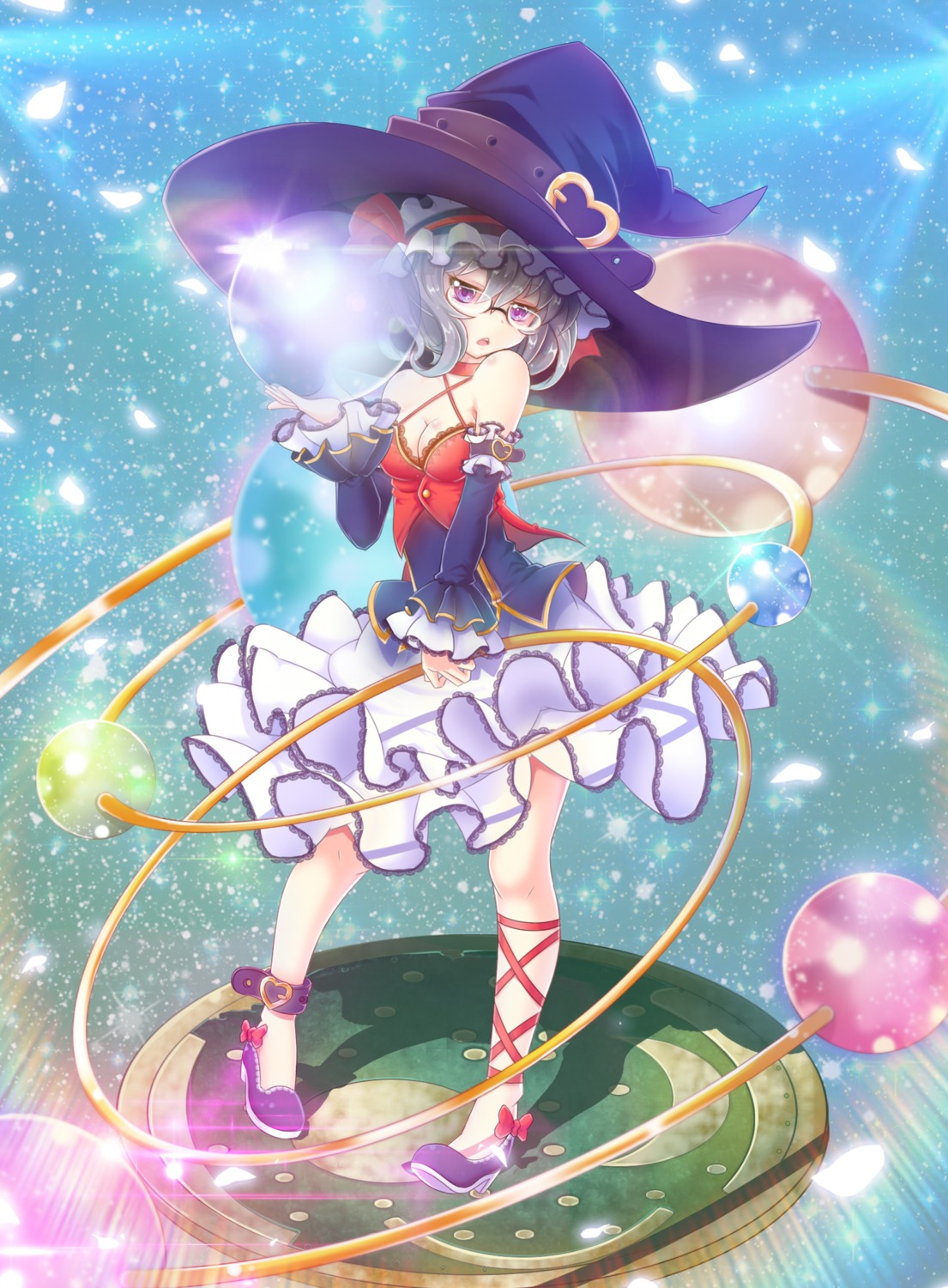 cleavage, dress, heels, megane, sora_(dkssud6580), witch