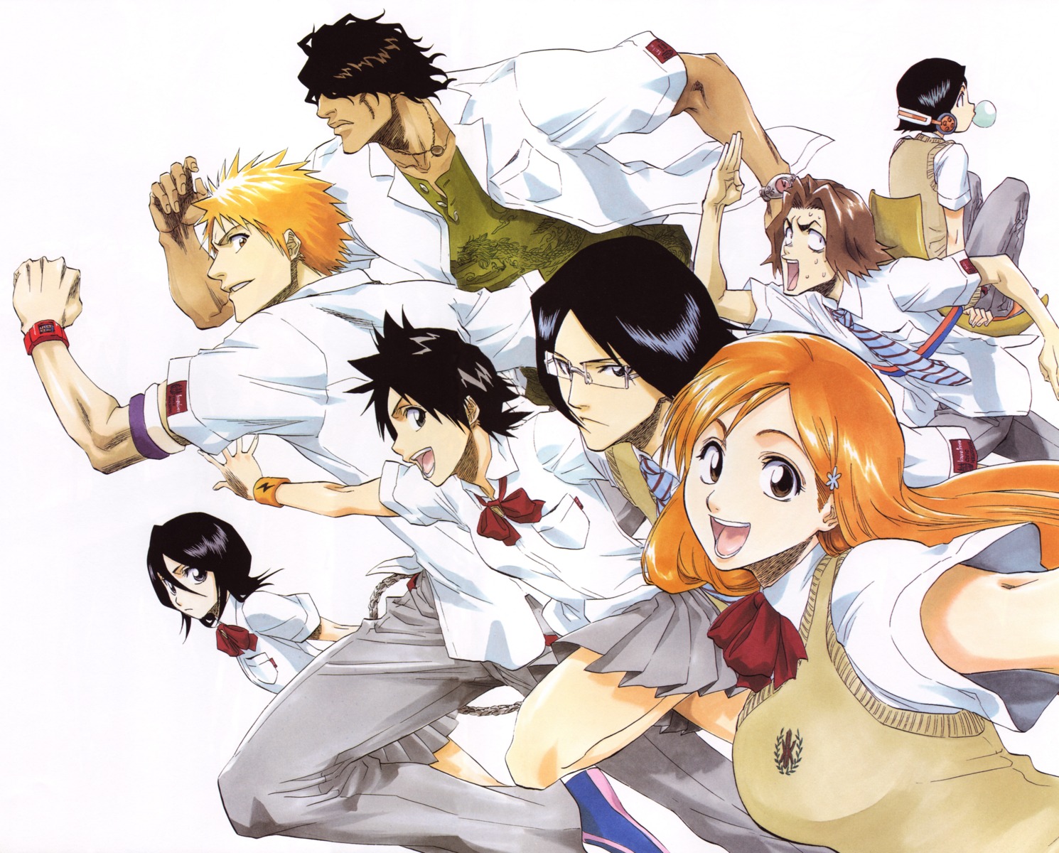 arisawa_tatsuki, bleach, inoue_orihime, kuchiki_rukia, kurosaki_ichigo, uryuu_ishida, yasutora_sado