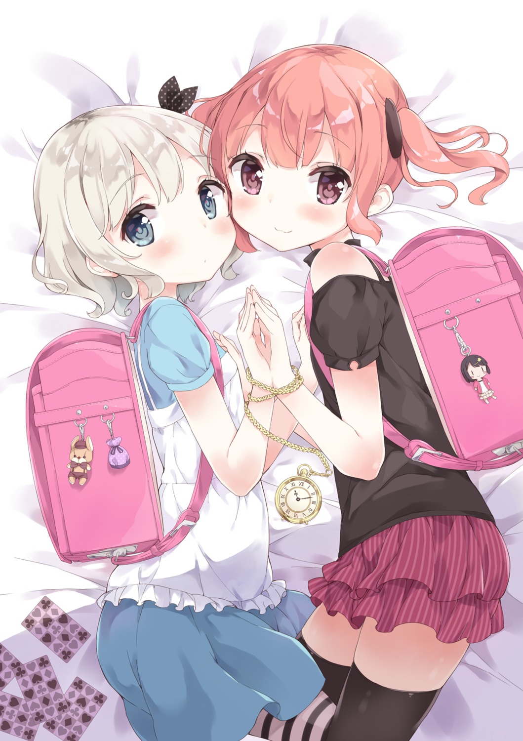gyuunyuu_nomio, joshi_shougakusei_hajimemashita, nono_(joshi_shougakusei_hajimemashita), pantyhose, riri_(joshi_shougakusei_hajimemashita), thighhighs, yumekawa_ruru