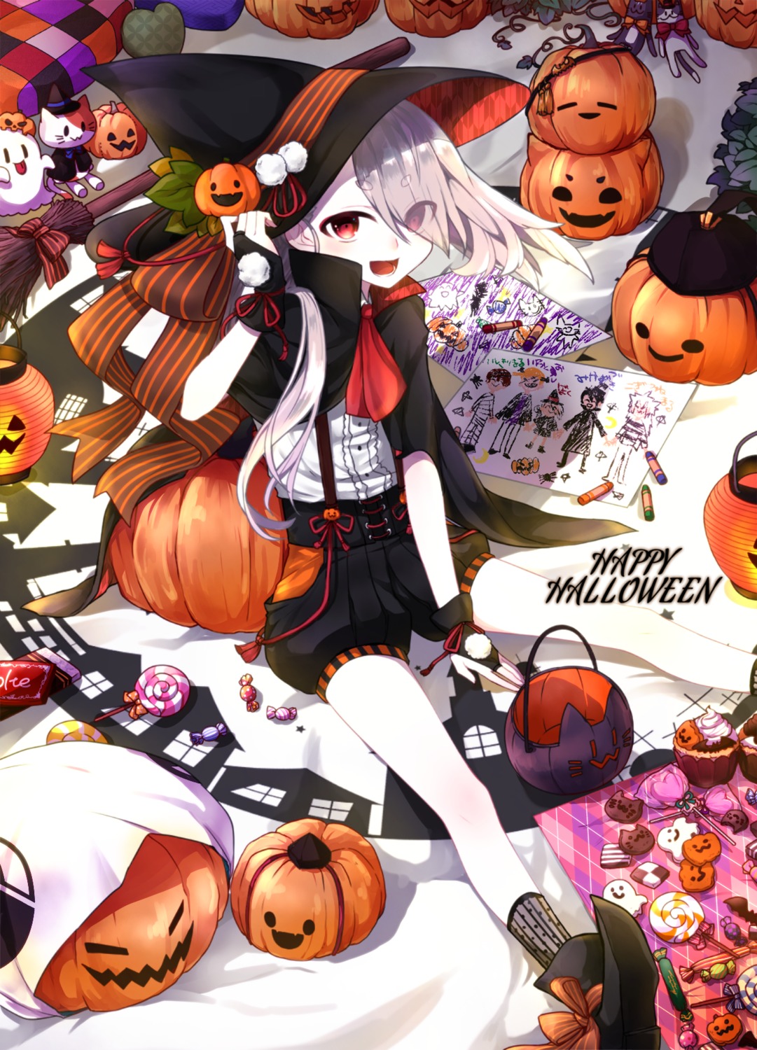 halloween, ima-no-tsurugi, kapiora, neko, touken_ranbu, witch