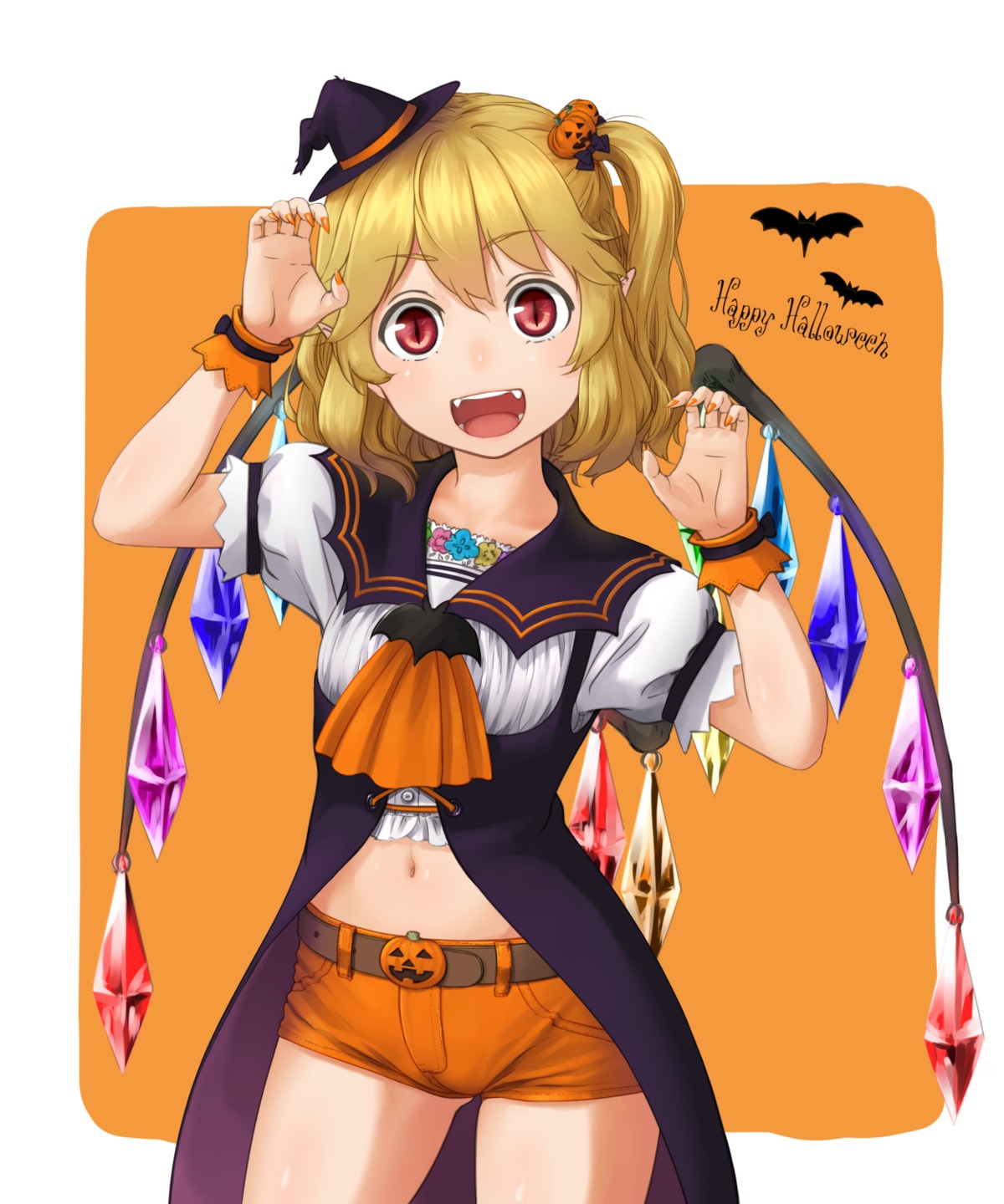 flandre_scarlet, halloween, kitano_(kitanosnowwhite), touhou, wings, witch
