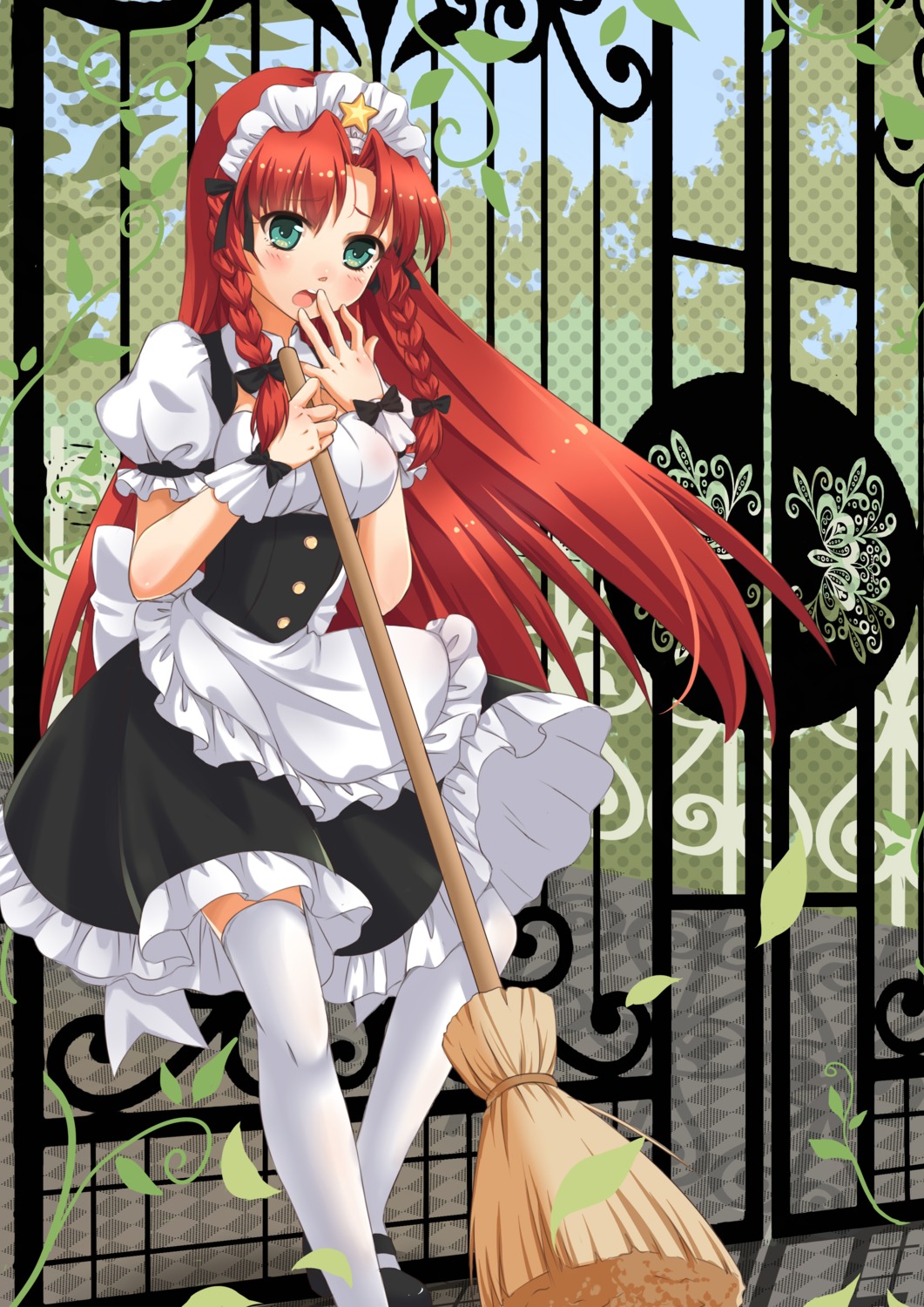 hong_meiling, maid, meiki, thighhighs, touhou
