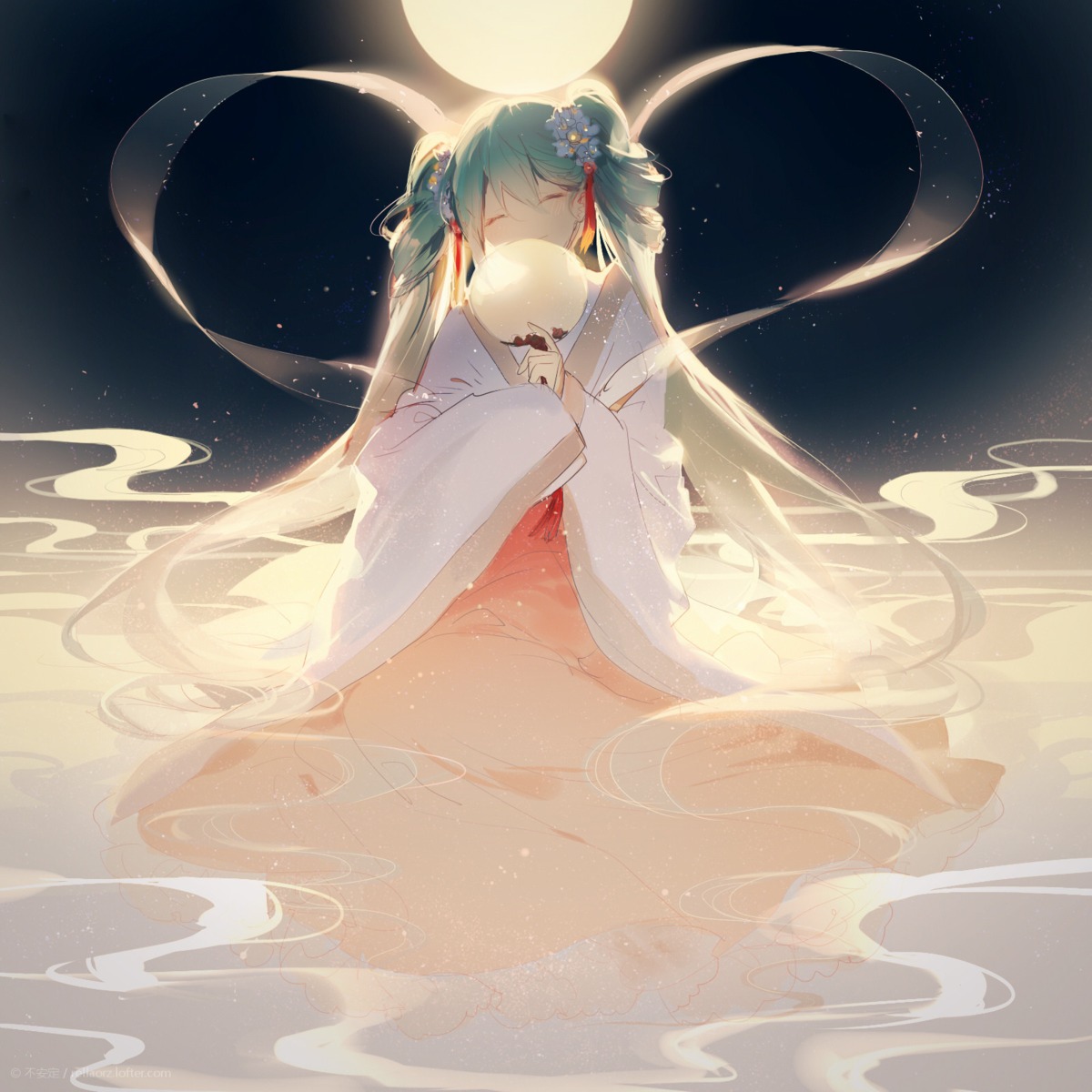 asian_clothes, chuushuu_meigetsu_miku, hatsune_miku, rella, vocaloid