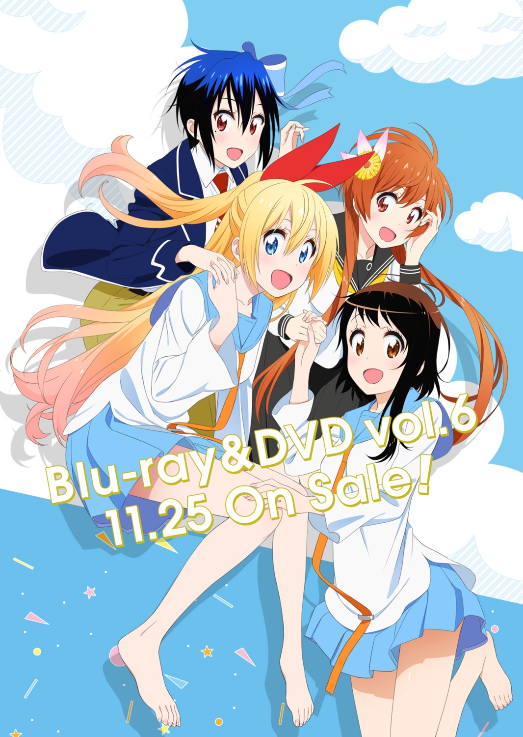 feet, kirisaki_chitoge, nisekoi, onodera_kosaki, seifuku, tachibana_marika, tsugumi_seishirou
