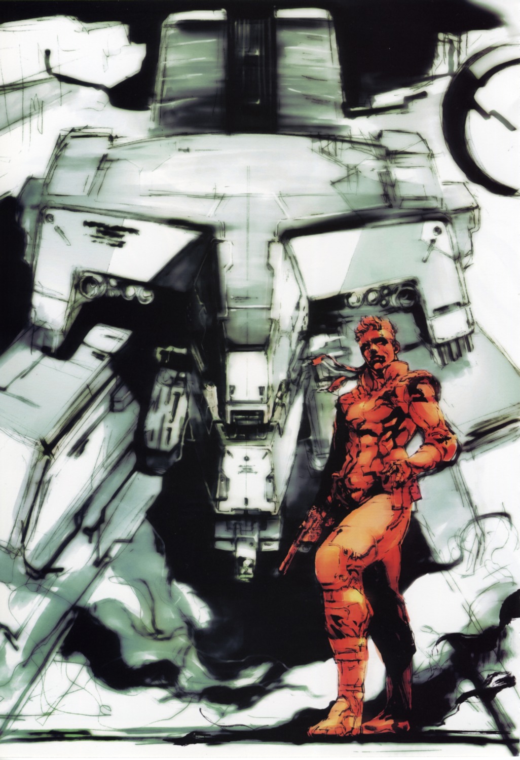 gun, male, mecha, metal_gear, metal_gear_rex, metal_gear_solid, shinkawa_yoji, solid_snake