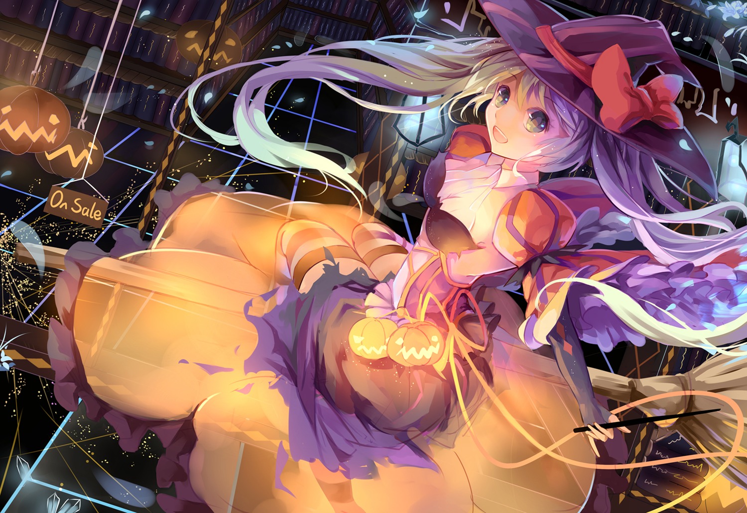 amicis, cleavage, halloween, hatsune_miku, see_through, thighhighs, vocaloid, witch