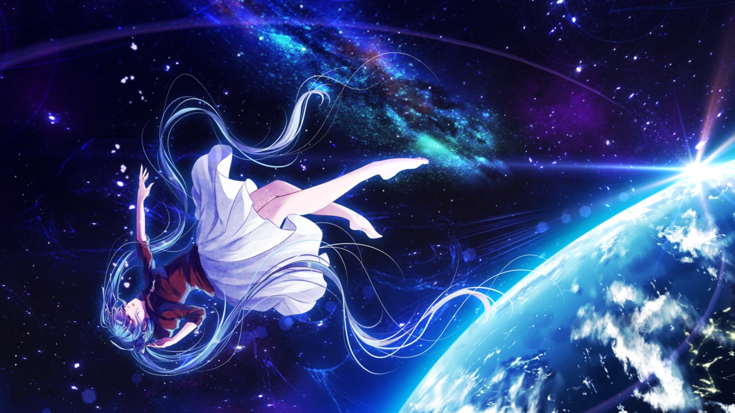 hatsune_miku, landscape, mokoppe, vocaloid