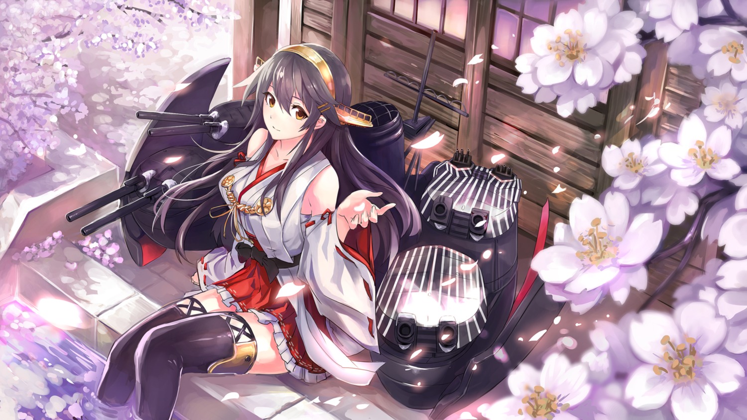 haruna_(kancolle), kantai_collection, miko, nr_noir, thighhighs, wet