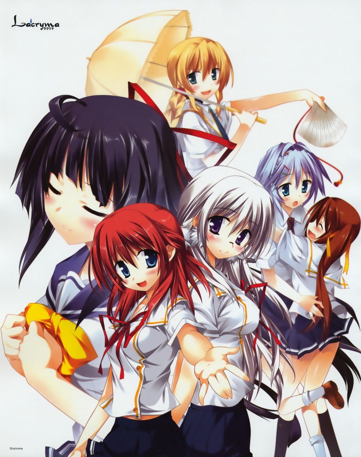 color_issue, himenoouji_karen, kasadate_shizuka, kumonomi_misora, la'cryma, ooba_kagerou, sagara_maiko, seifuku