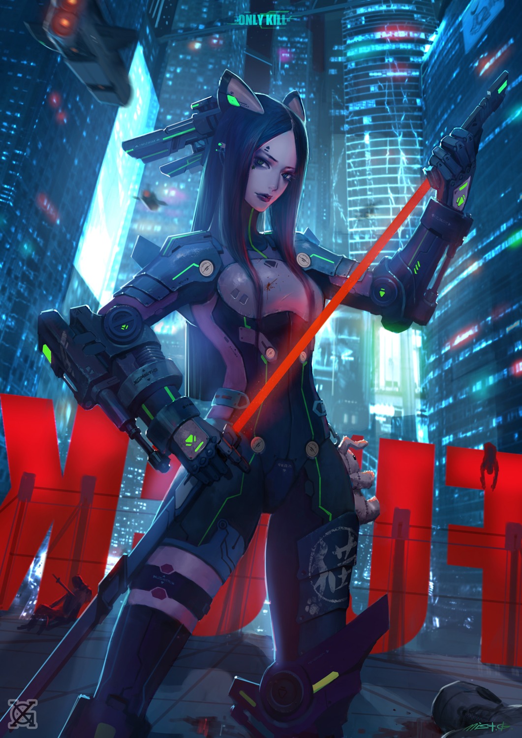 blood, mecha_musume, sword, xiaoguimist