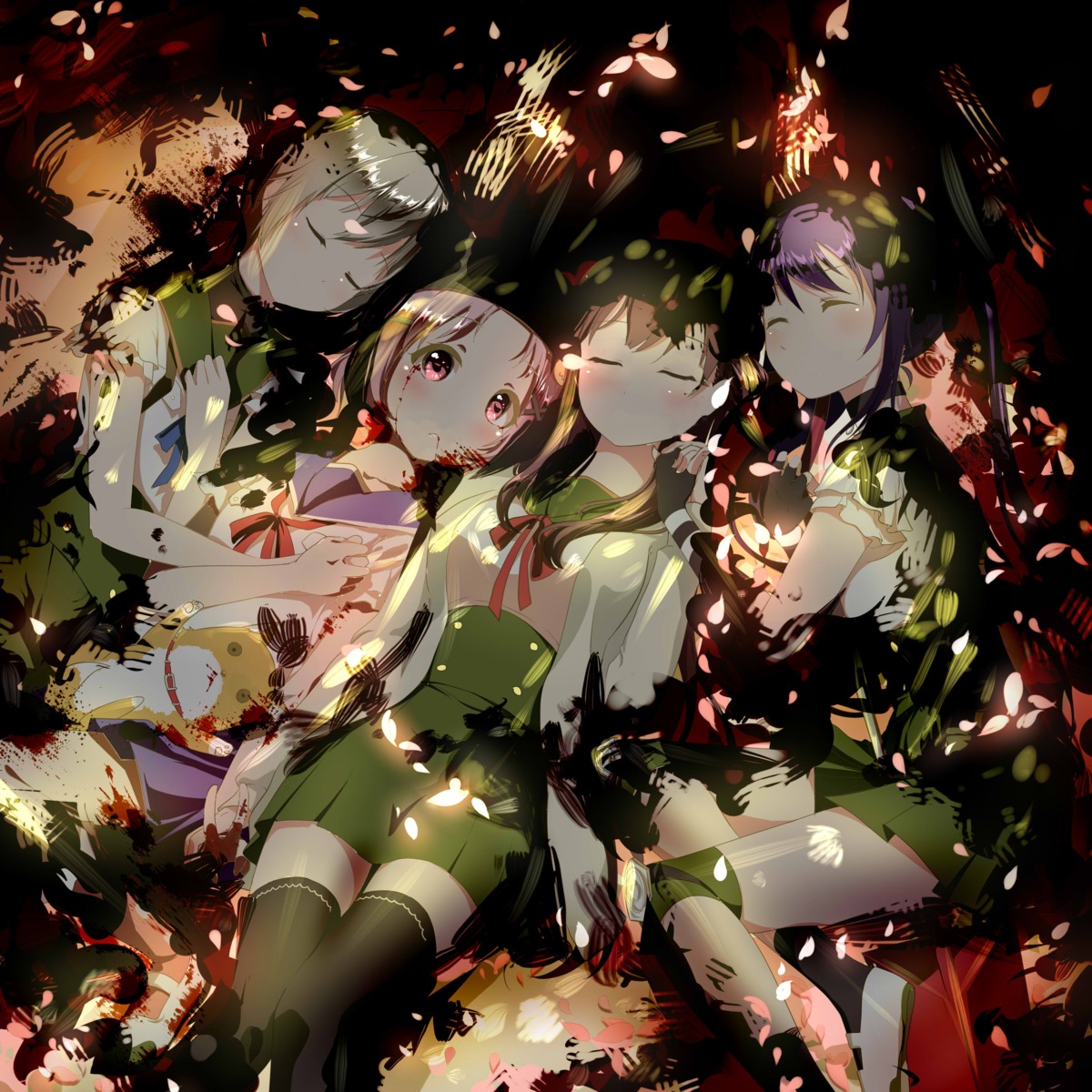 blood, ebisuzawa_kurumi, gakkou_gurashi!, kusa_asou, naoki_miki, seifuku, takeya_yuki, thighhighs, wakasa_yuuri