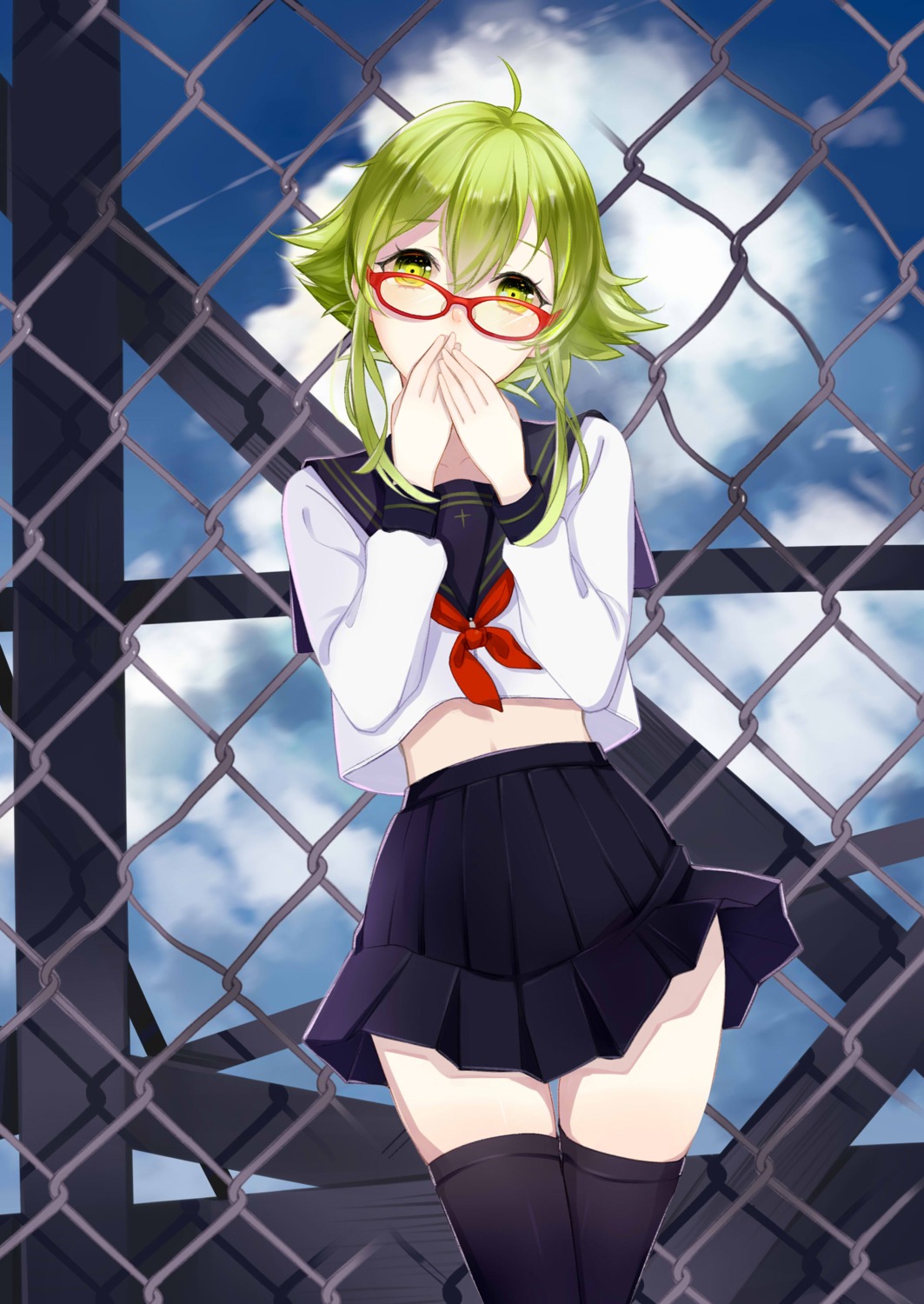 gumi, maorzshu, megane, seifuku, thighhighs, vocaloid