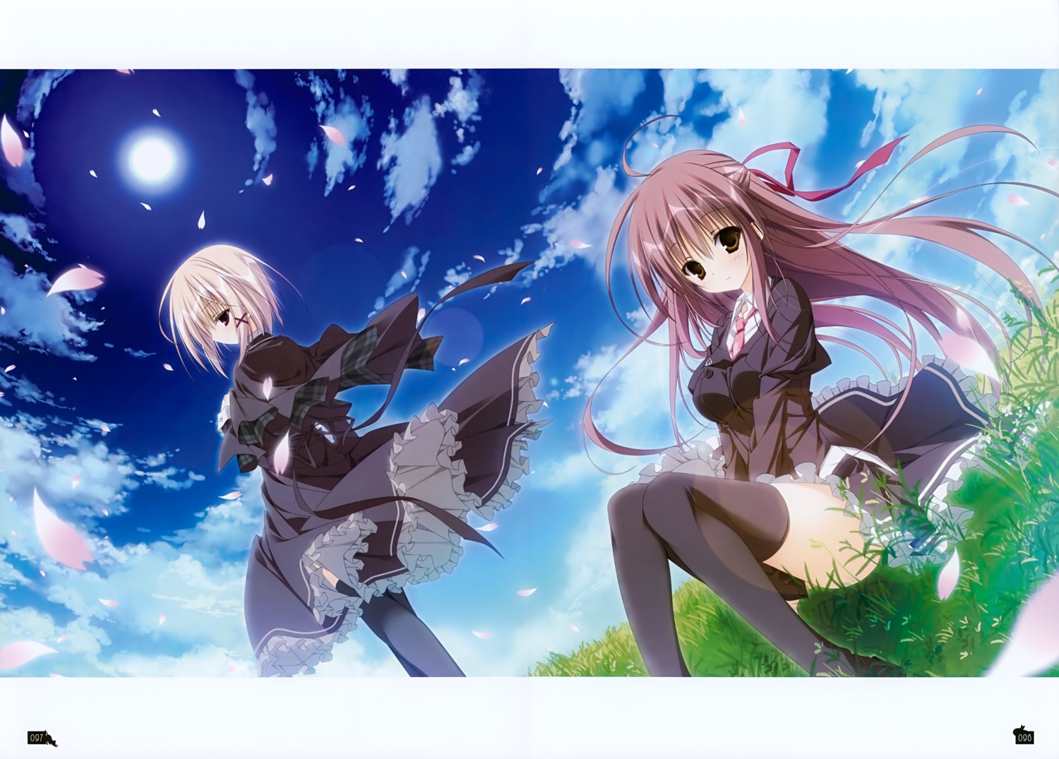 inugami_kira, makura, misakura_rin, natsume_shizuku, sakura_no, sakura_no_uta, seifuku, thighhighs
