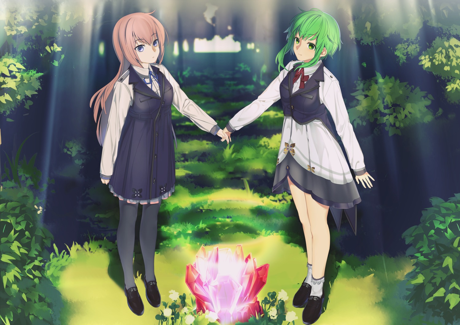 dress, gumi, keishi, megurine_luka, pantyhose, vocaloid