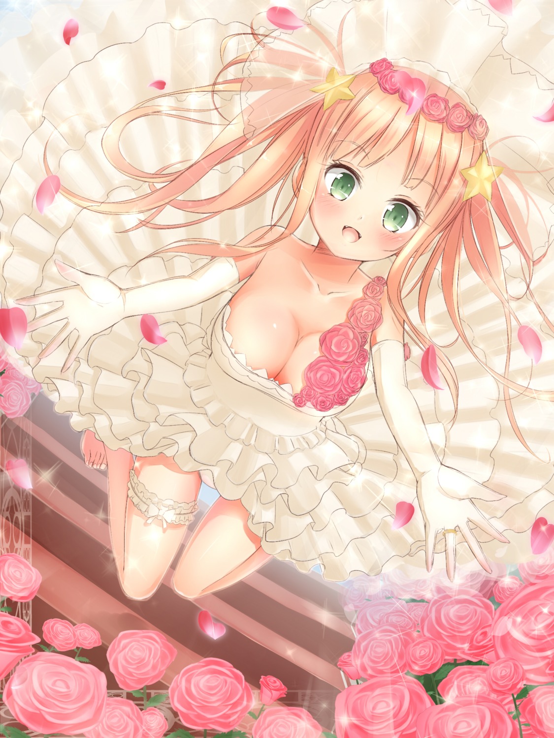 cleavage, dress, garter, pantsu, sasamitti, wedding_dress