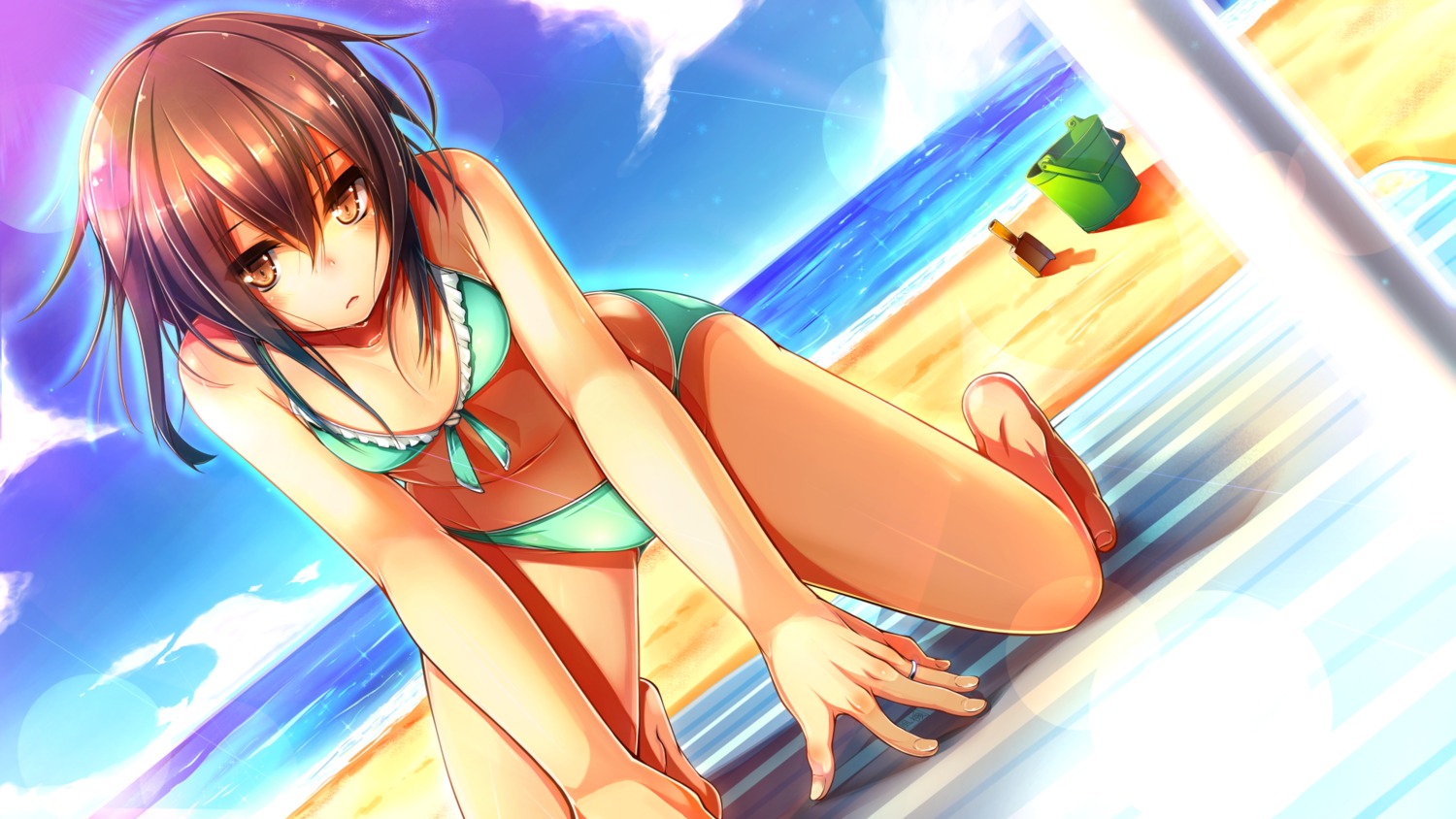 bikini, cleavage, fuuki_(nicoseiga), kantai_collection, swimsuits, wakaba_(kancolle)