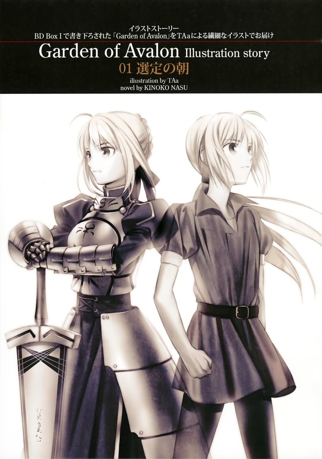 armor, artoria_pendragon_(fate), dress, fate/stay_night, monochrome, pantyhose, sword, taa
