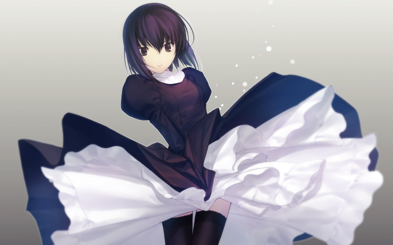 aikura_chihiro, dress, kuonji_alice, mahou_tsukai_no_yoru, skirt_lift, thighhighs, type-moon, wallpaper
