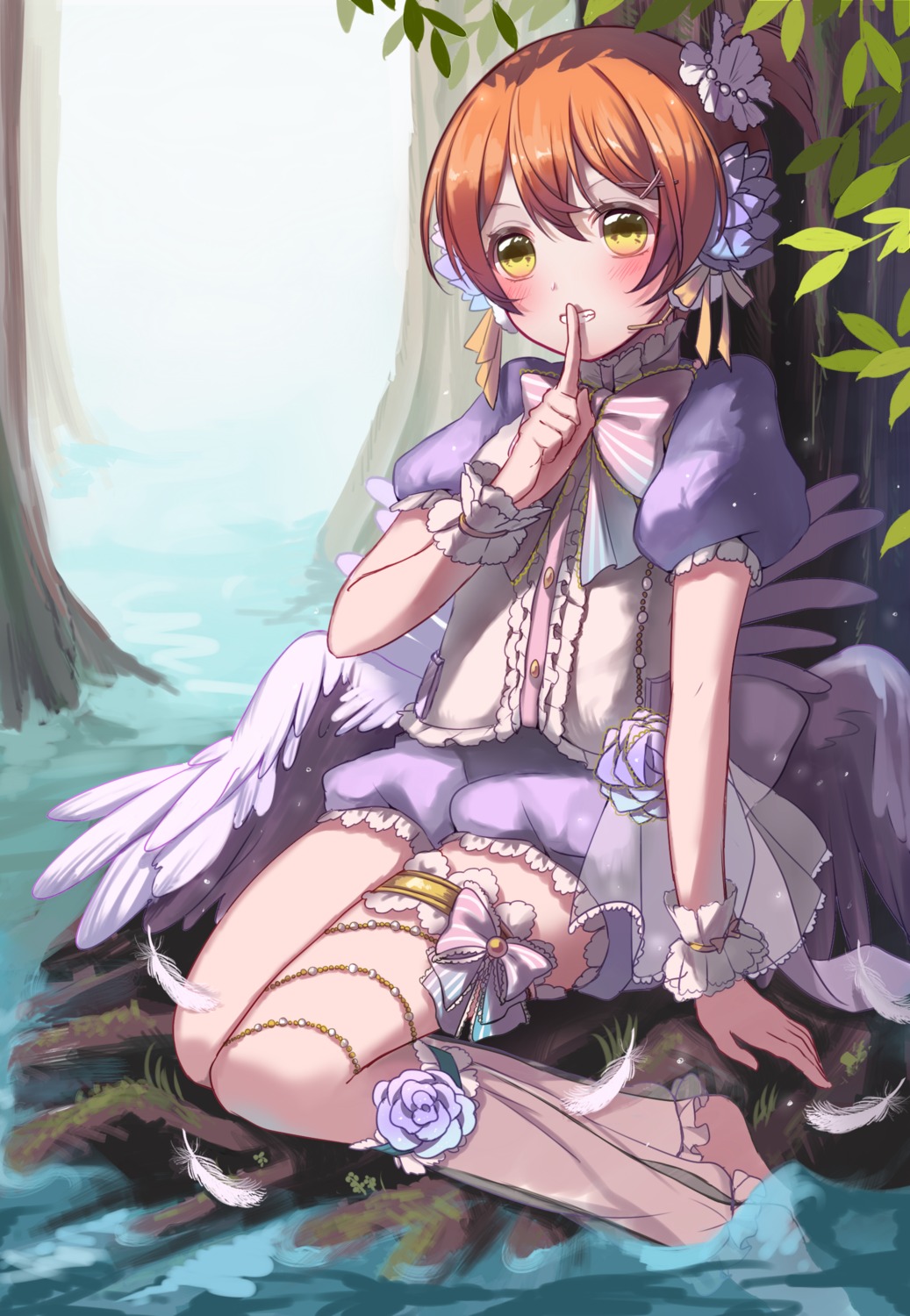 bloomers, fuyuzima, garter, hoshizora_rin, love_live!, love_live!_(series), see_through, wet