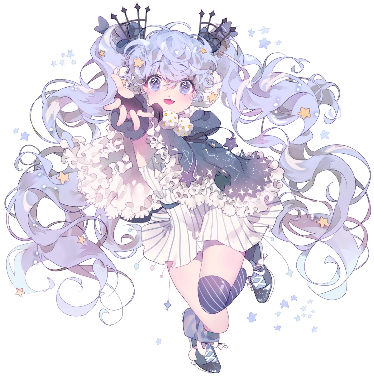 dress, fuyu_no_yoru_miku, hatsune_miku, inhye, thighhighs, vocaloid