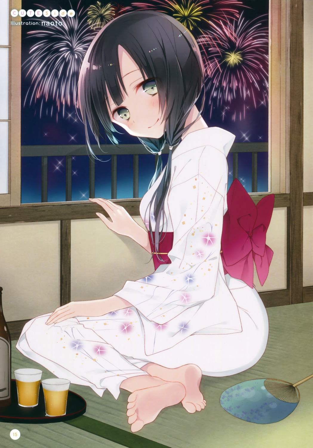 feet, naoto, shirobako, yasuhara_ema, yukata