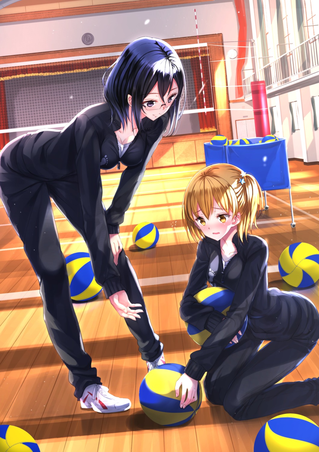 cleavage, haikyuu!!, megane, shimizu_kiyoko, swordsouls, yachi_hitoka