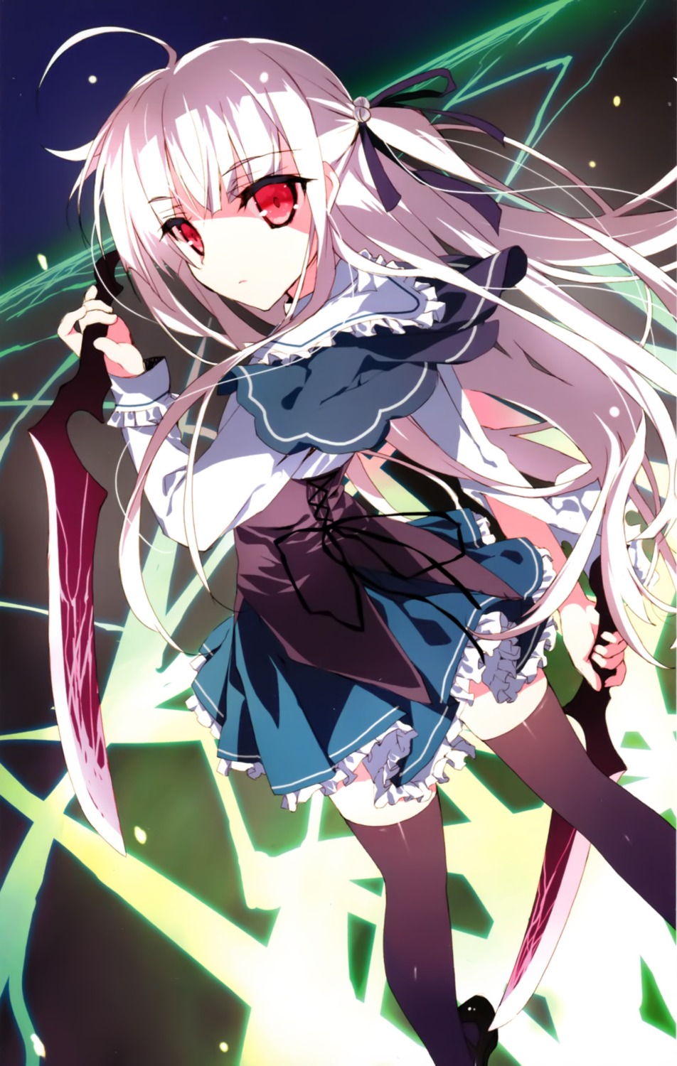 absolute_duo, seifuku, thighhighs, tsurusaki_takahiro, weapon, yurie_sigtuna