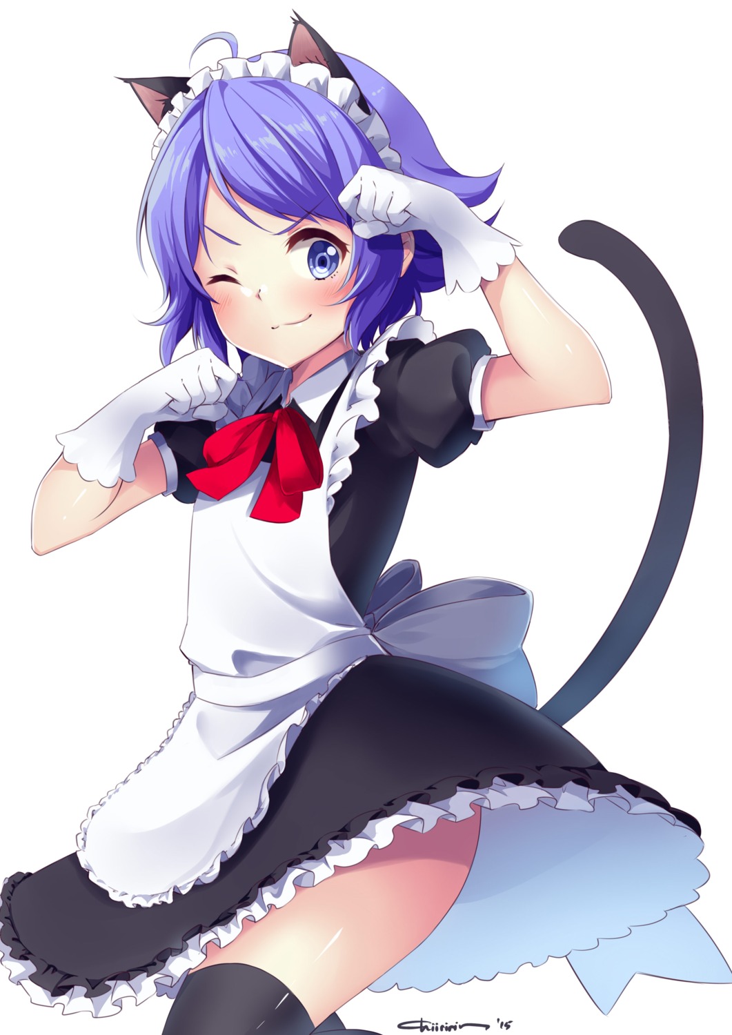 animal_ears, chiiririn, maid, nekomimi, tail, thighhighs