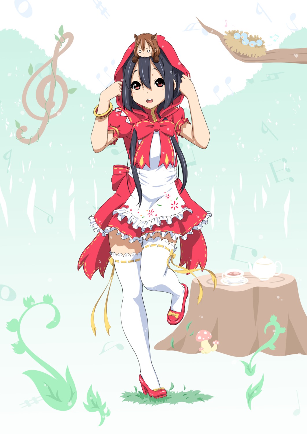 cosplay, heels, k-on!, little_red_riding_hood_(character), nakano_azusa, oku_no_shi, thighhighs