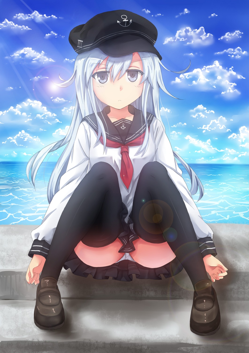 hibiki_(kancolle), kantai_collection, pantsu, seifuku, thighhighs, yinzhai