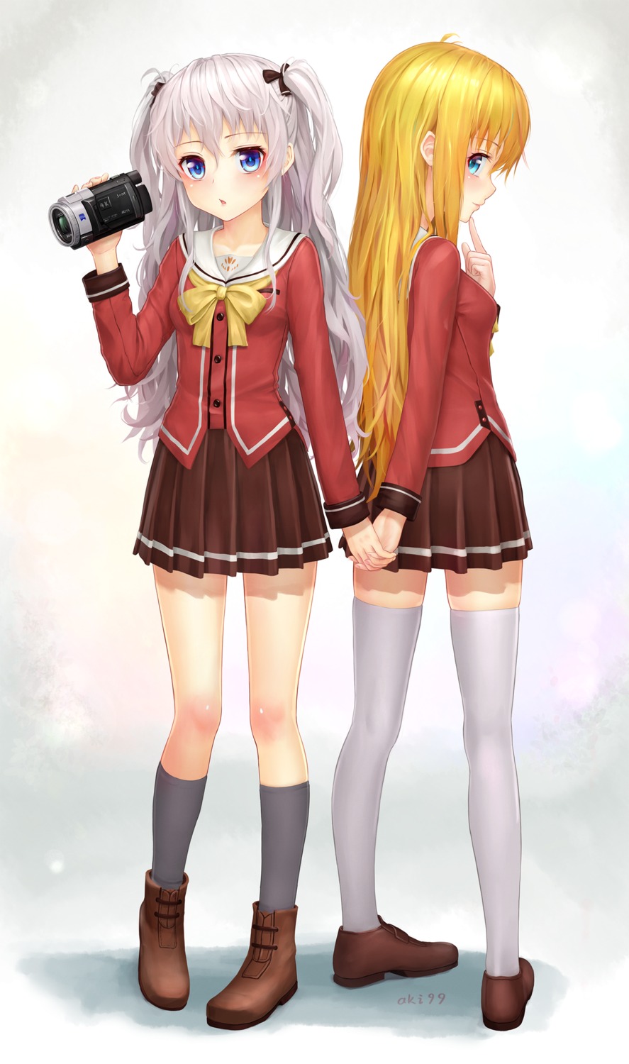 aki99, charlotte, nishimori_yusa, seifuku, thighhighs, tomori_nao