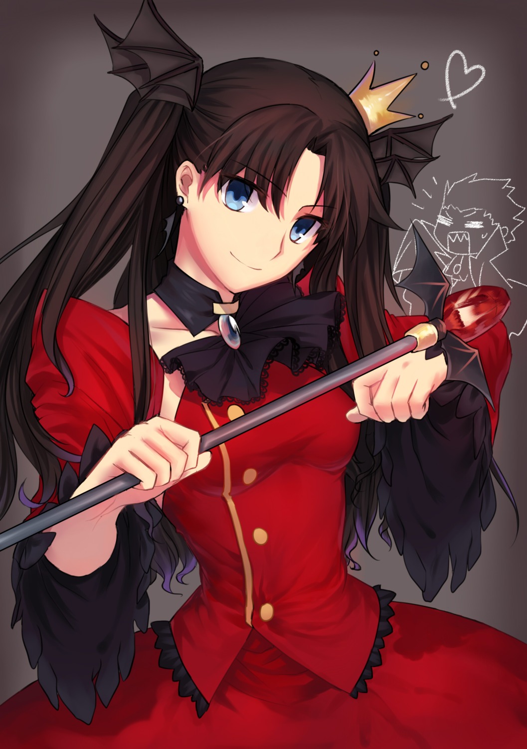 archer, dress, fate/stay_night, hujitaumi, toosaka_rin, weapon, wings