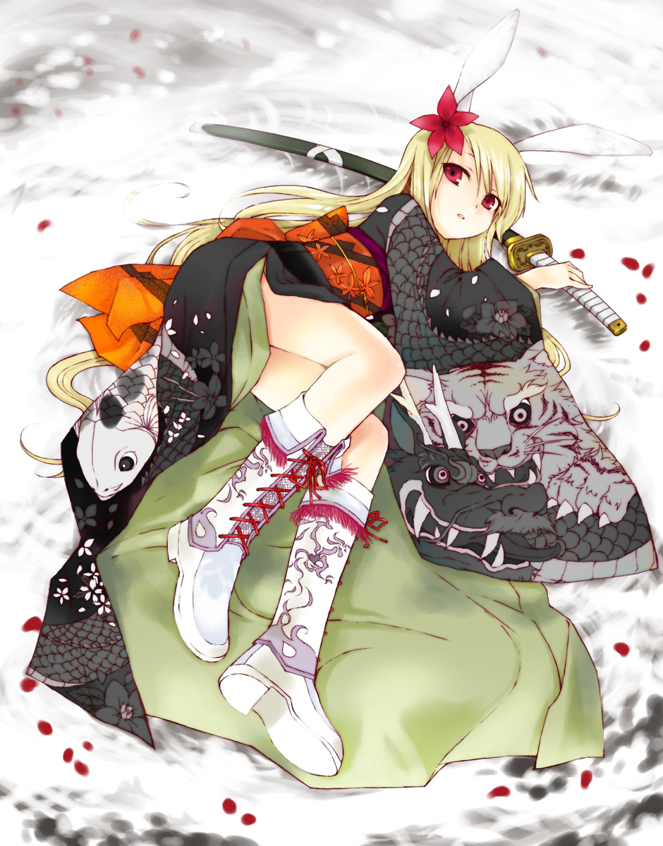 animal_ears, bunny_ears, kurafuji_sachi, yukata