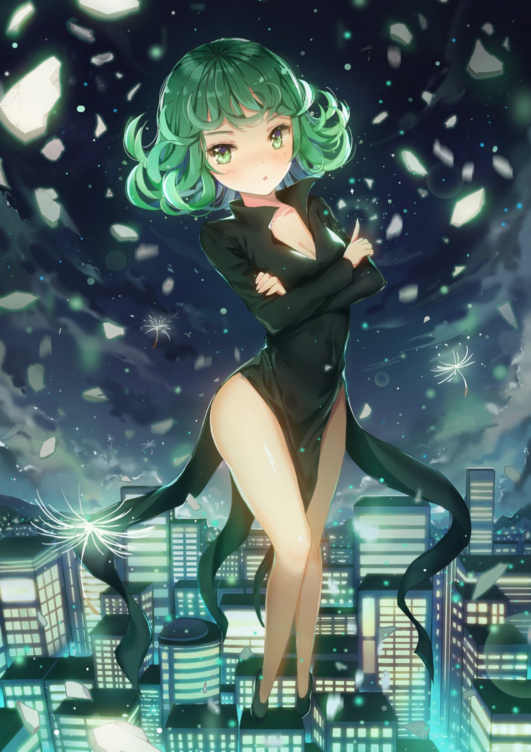 cleavage, dangmill, dress, one_punch_man, tatsumaki_(one_punch_man)