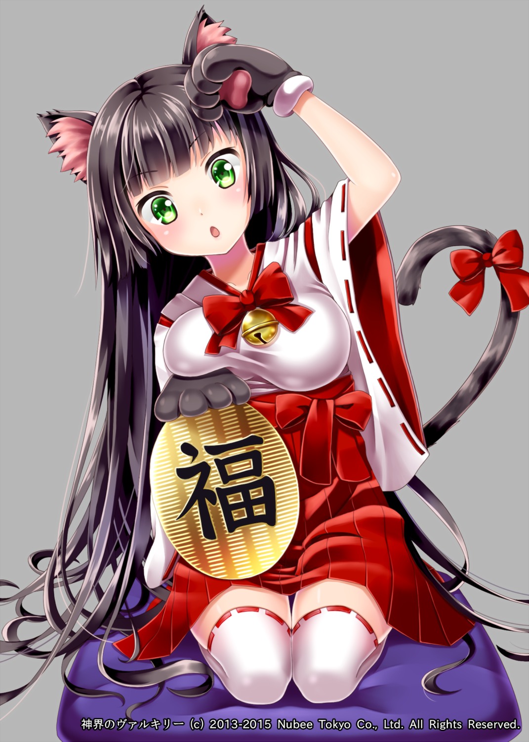 animal_ears, breast_hold, hakuda_tofu, miko, nekomimi, shinkai_no_valkyrie, tail, thighhighs