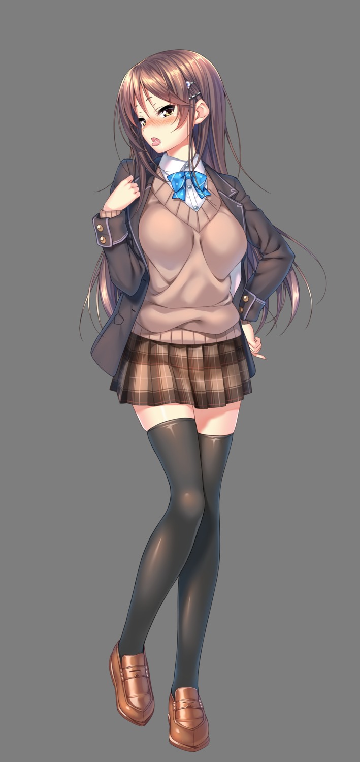 amakano_~second_season~, azarashi_soft, ichinose_honami_(amakano), piromizu, seifuku, sweater, thighhighs, transparent_png
