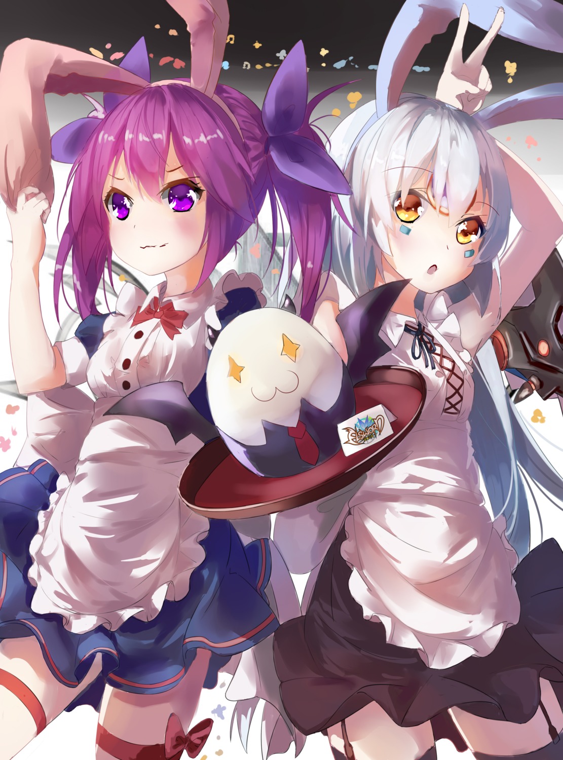 animal_ears, bunny_ears, elsword, maid, mozhi, stockings, thighhighs