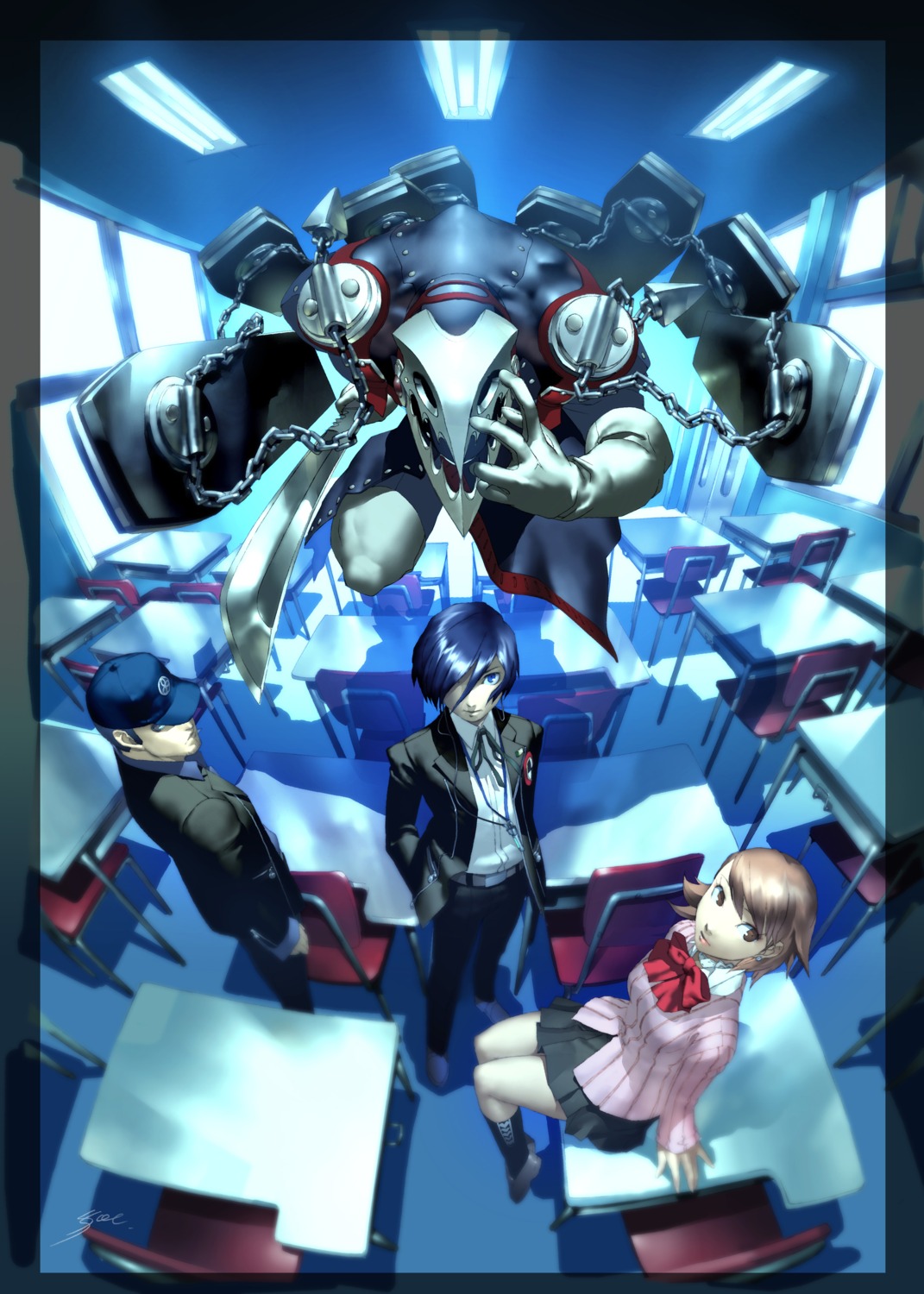 arisato_minato, iori_junpei, megaten, persona, persona_3, seifuku, soejima_shigenori, sweater