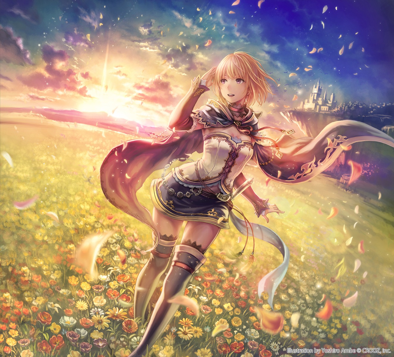 anbe_yoshirou, cleavage, deity_wars, sword, thighhighs