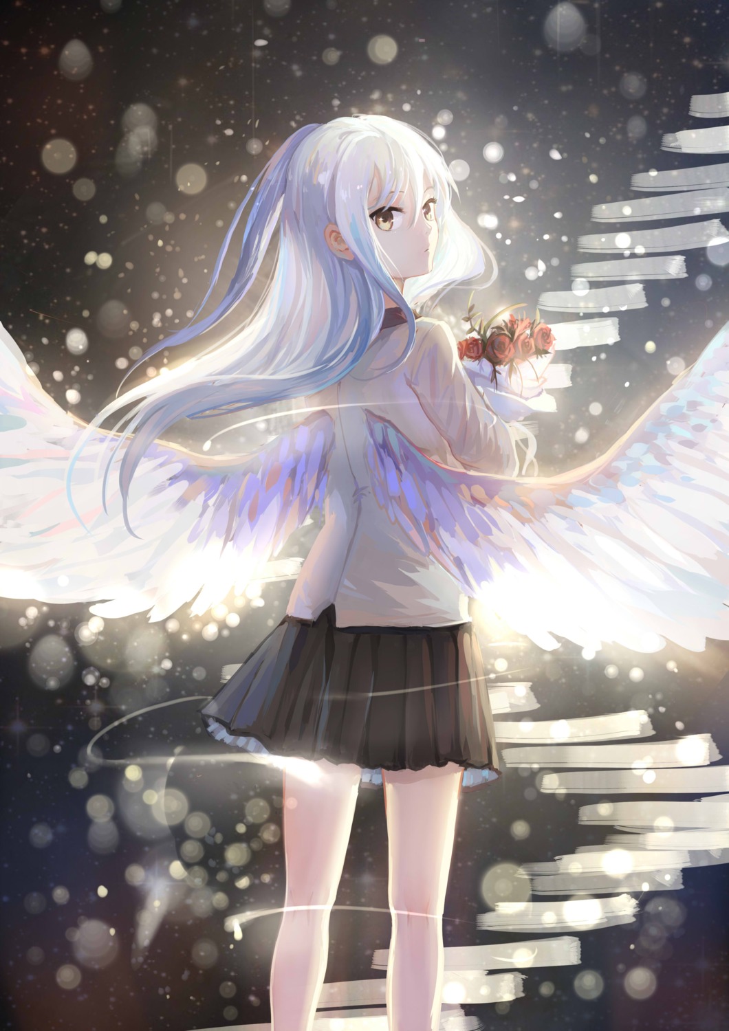 angel_beats!, seifuku, sishenfan, tachibana_kanade, wings