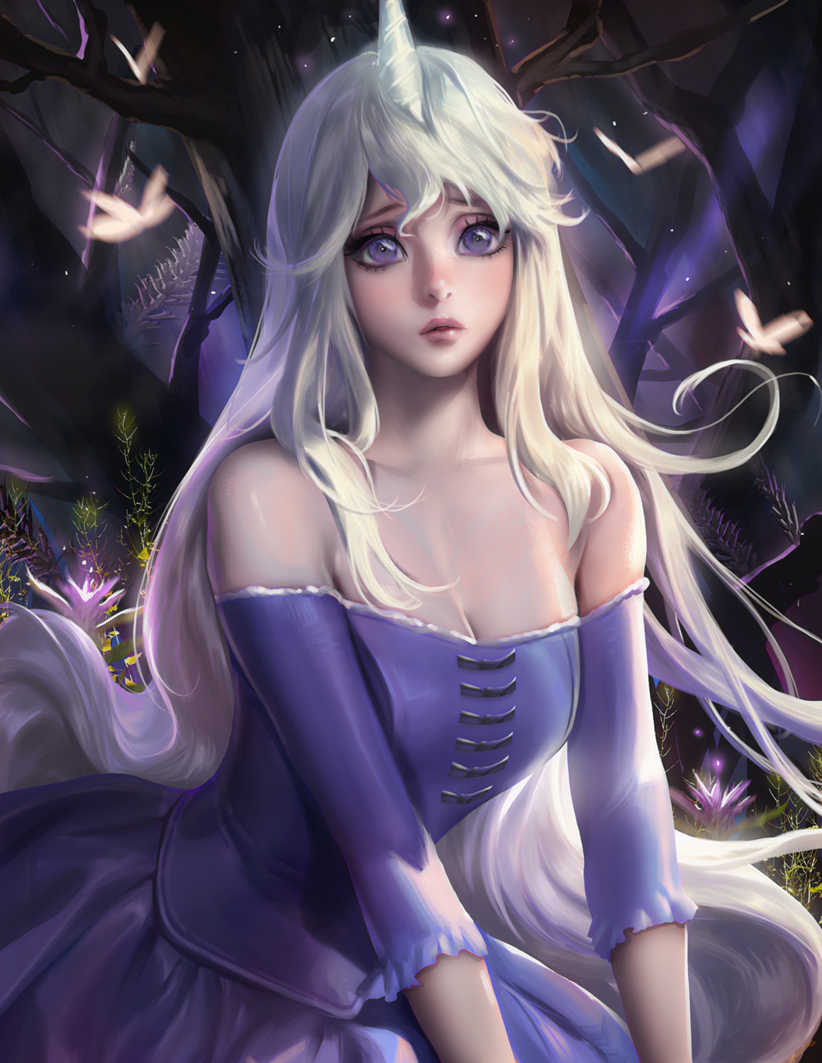 cleavage, horns, lady_amalthea, sakimichan, the_last_unicorn