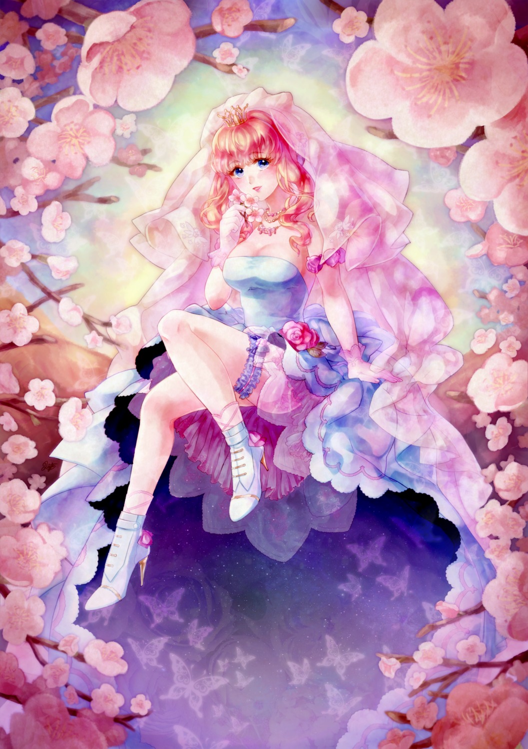 cleavage, dress, garter, heels, liefe, macross, macross_frontier, see_through, sheryl_nome